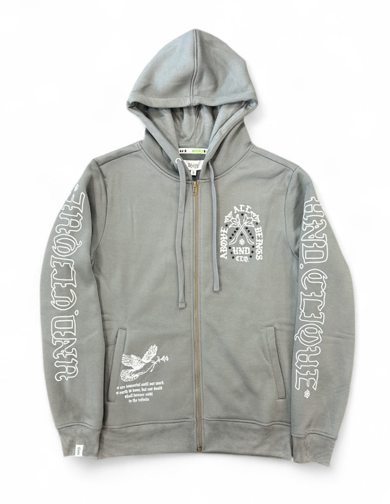 Highly Undrtd 'Above All' Rhinestone Zip-Up Hoodie (Grey) UF5604 - FRESH N FITTED
