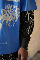 Elite Denim Kids 'Riches' Embellished Thermal Tee in Blue