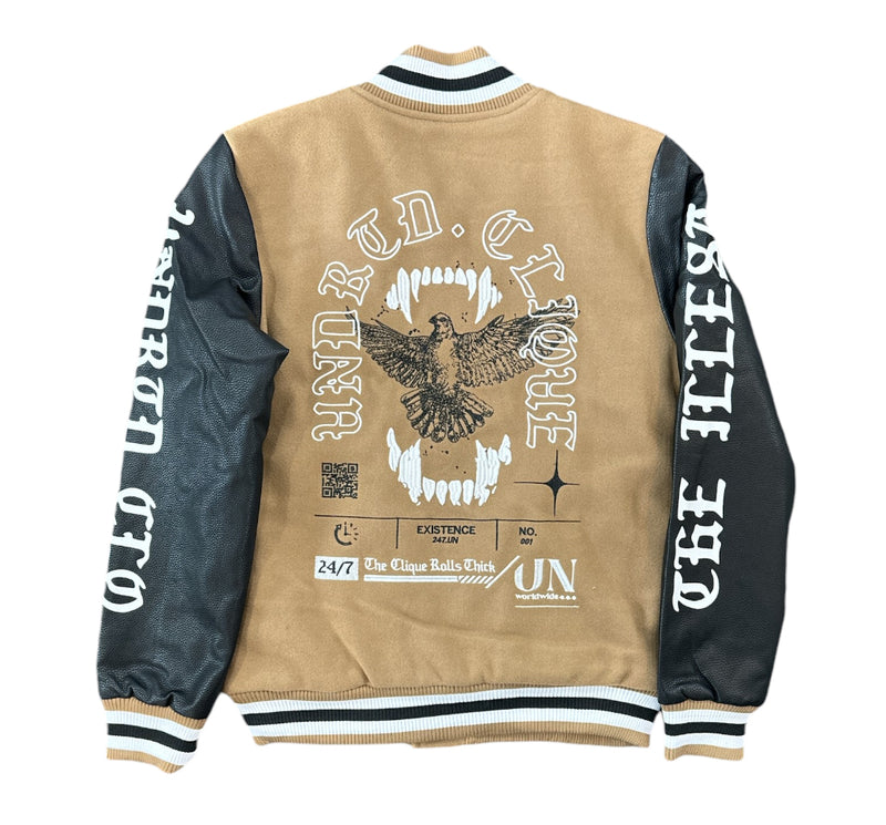 Highly Undrtd 'UND Clique' Varsity Jacket (Mocha) UF4910