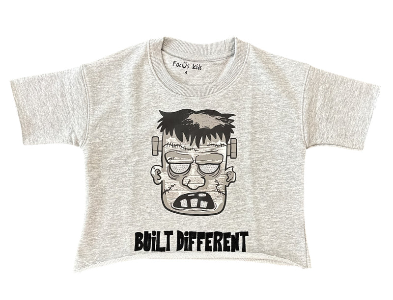 Focus Kids 'Face' Cropped T-Shirt (Grey) 80710T/K - FRESH N FITTED