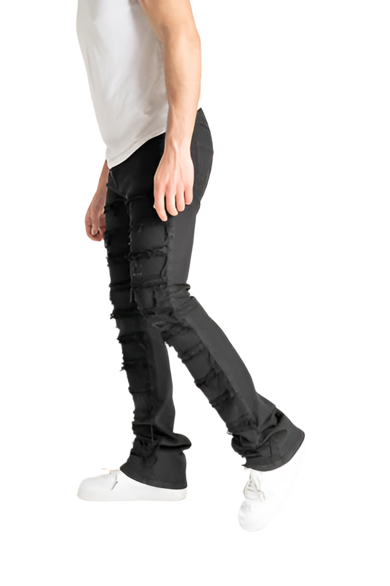 Spark Stretch Distressed Stack Denim (Jet Black) S3016