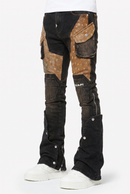 Guapi 'Cowhide' Cargo Stacked Premium Denim in Brown
