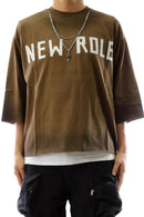 Kleep 'New Role' Premium Heavy Garment Cropped T-Shirt With Detachable Neckless (Brown) KT190S - FRESH N FITTED