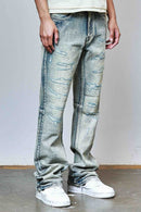 First Row 'Allover Rhinestone' Flare Fit Denim in Medium Stone Tint