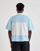 Majestik 'Champion' Rhinestone Rugby Patched Polo Shirt (Light Blue) SH26105