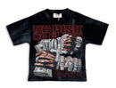 BKYS KIDS 'No Risk' F-Terry Cropped Rhinestone T-Shirt in Black