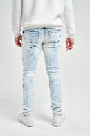 Spark ‘Rip & Repair’ Slim Fit Stretch Denim (Bleach Blue) S4405 - FRESH N FITTED