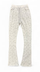 Rebel Denim 'Diamond' Fleece Stack Flared Sweat Pants (Grey) 652-455