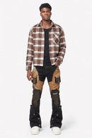 Guapi 'Cowhide' Cargo Stacked Premium Denim in Brown