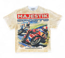 Majestik 'Sports World Tour' Garment Dyed Cropped T-Shirt (Eggshell) TE2579 - FRESH N FITTED