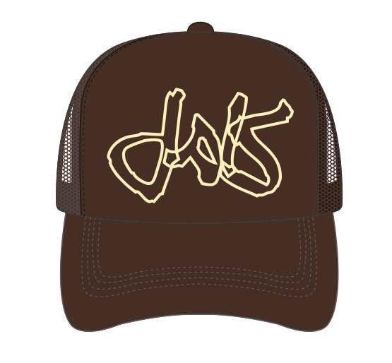 KML 'SCRIPT' Trucker Hat (Mocha) - FRESH N FITTED-2 INC