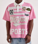 Majestik 'Champion' Rugby Patched Polo Shirt (Pink) SH26105