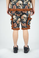 Rebel Minds 'Skulls' Tapestry Shorts (Orange) 641-994 - FRESH N FITTED