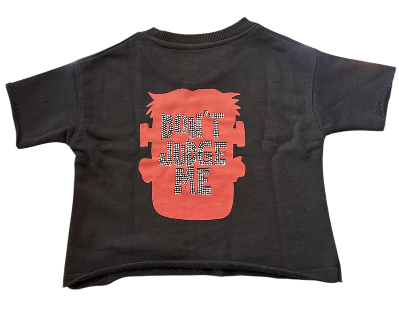 Focus Kids 'Face' Cropped T-Shirt (Black) 80710T/K - FRESH N FITTED