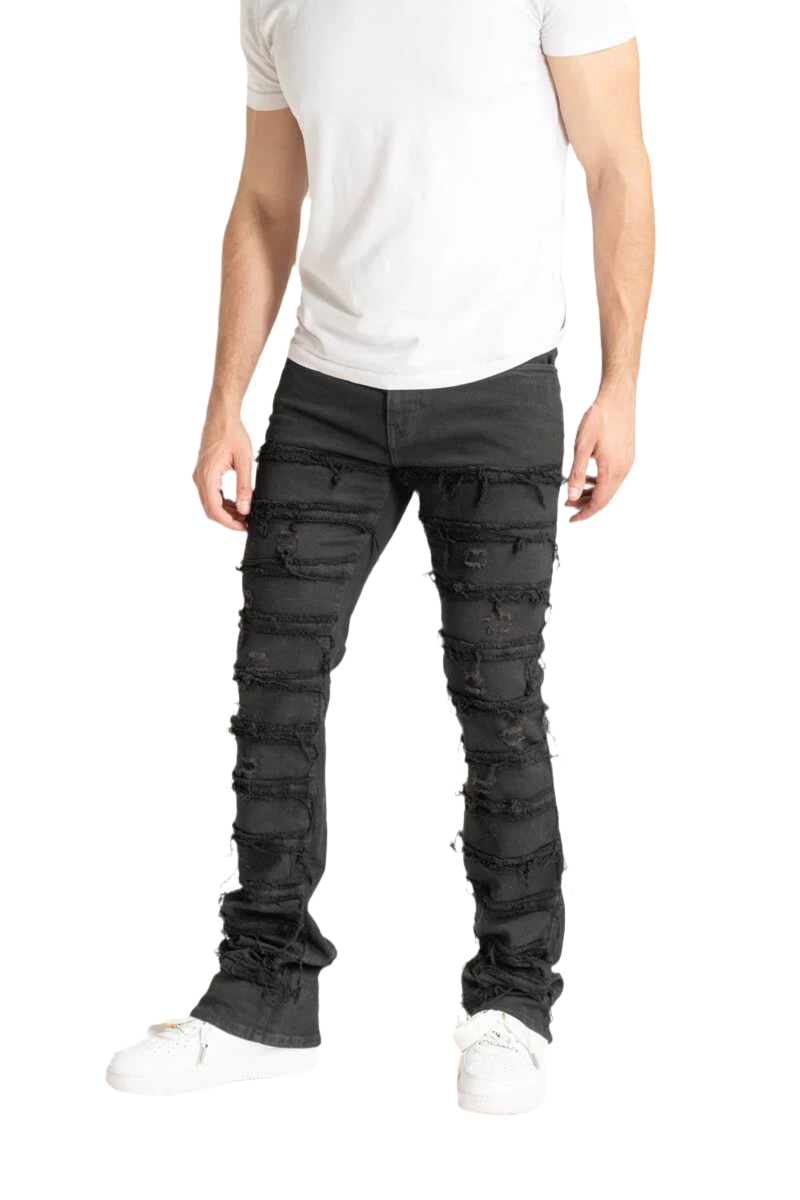 Spark Stretch Distressed Stack Denim (Jet Black) S3016