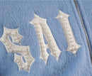 Copper Rivet 'Saints' Mohair Pearl Embroidery Zip Hoodie (Light Blue) 531081 - FRESH N FITTED
