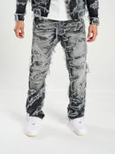 Taker 'Distressed Pattern' Slim Straight Denim (Black Wash) T4032 - FRESH N FITTED