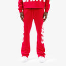 Copper Rivet Flame Stacked Sweat Pants (Red) 511536 - FRESH N FITTED