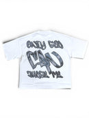 Silent Verse ‘Only God Can Judge Me’ Oversized Cropped T-Shirt (White) - FRESH N FITTED