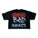 Rare Peace 'Bad' Oversized Cropped T-shirt (Black) RT5039 - FRESH N FITTED