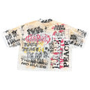 Rare Peace 'Fearless' Oversized Rhinestone Cropped T-shirt (Ecru) RT5041 - FRESH N FITTED