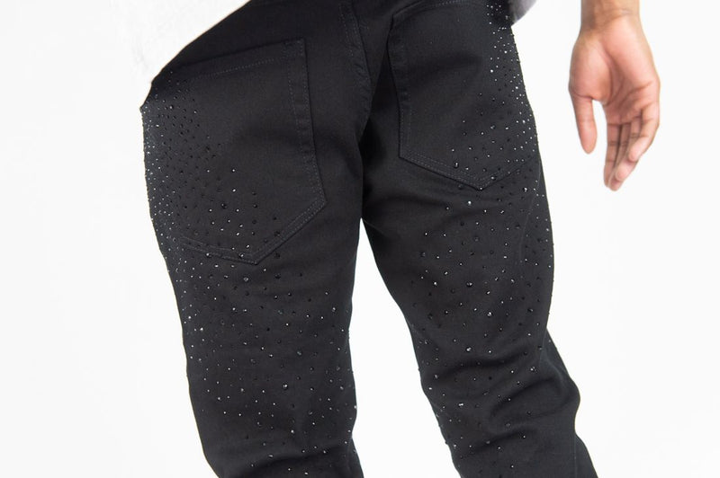 Roar Denim 'Rhinestone' Stacked Flare Denim (Jet Black) G52-679 - FRESH N FITTED