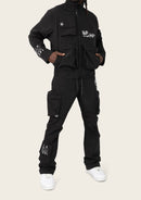 Smoke Rise 'Utility' Stacked Windbreaker Pants (Black) WP26S483
