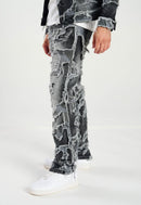 Taker 'Distressed Pattern' Slim Straight Denim (Black Wash) T4032 - FRESH N FITTED