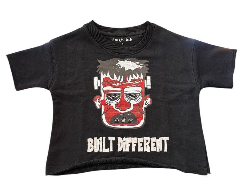 Focus Kids 'Face' Cropped T-Shirt (Black) 80710T/K - FRESH N FITTED