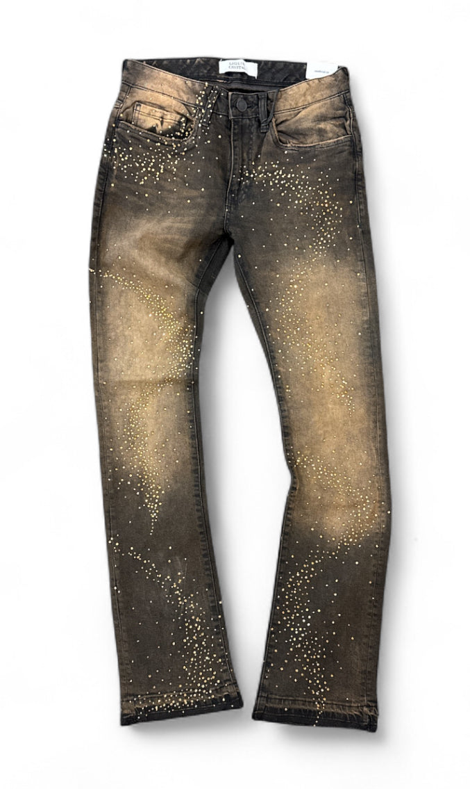 Liquid Crystal 'S&B Crystals' Stacked Rhinestone Denim (Copper Black) JTF2316 - FRESH N FITTED