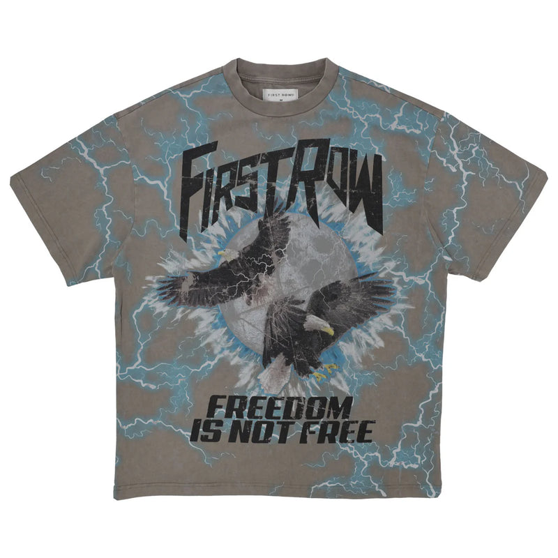 First Row ‘Fredom Is Not Free’ Washed T-Shirt (Grey) FRT2163