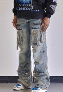 First Row 'Y2K' Utility Cargo Denim in Medium Stone Tint