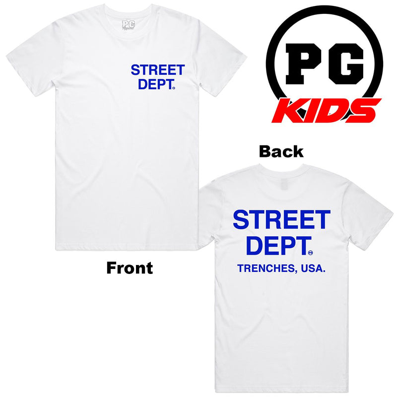 PG Apparel Kids 'Street Dept' T-Shirt (White/Blue) SD800