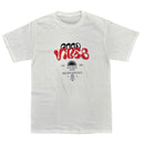 White T-shirt with the words good vibes. By Fresh N Fitted