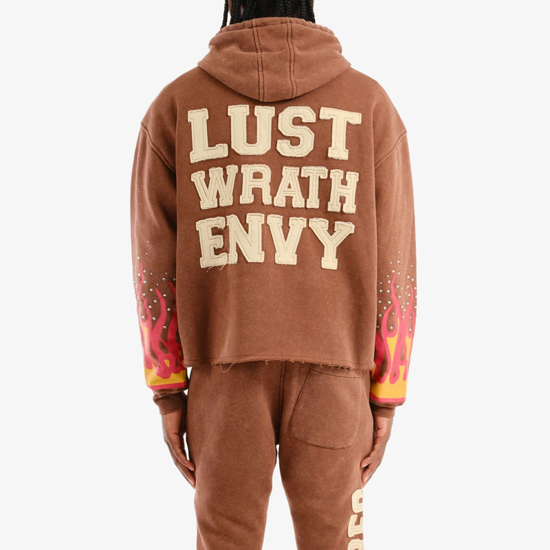Copper Rivet 'Desires' Cropped Hoodie (Brown) 531076 - FRESH N FITTED