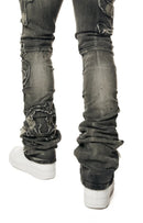 Smoke Rise 'Cut & Sewn Rip Off Letter' Denim (Black Lava) JP24118 - FRESH N FITTED