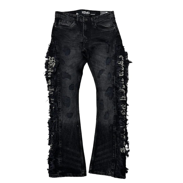 Rebel Minds 'Stay High' Stacked Denim (Black) 641-621 - Fresh N Fitted Inc