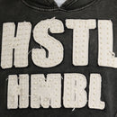 VOYAGE STUDIO 'Hustle Humble' Terry Cropped Hoodie (Washed Black) 53J14