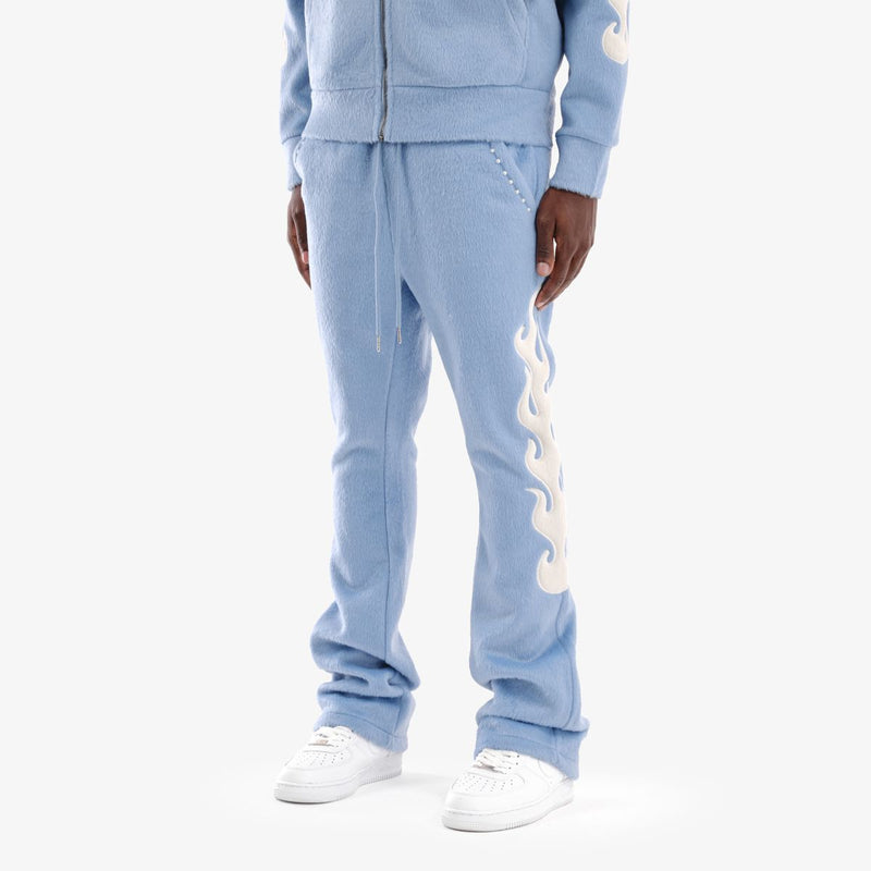 Copper Rivet 'Saints' Mohair Pearl Stacked Sweat Pants (Light Blue) 531581 - FRESH N FITTED