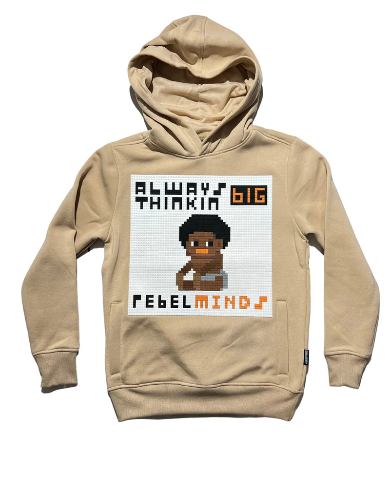 Rebel Minds Kids 'Thinkin Big Lego Hoodie' (Khaki) 832-353B - Fresh N Fitted Inc