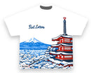 Red Letters "Japan Fuji" Slightly Oversized T-Shirt in White