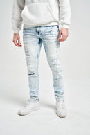 Spark ‘Rip & Repair’ Slim Fit Stretch Denim (Bleach Blue) S4405 - FRESH N FITTED