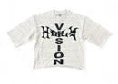 Highly Undrtd 'Highly Vision' 3/4 Sleeve Rhinestone Cropped T-Shirt (Grey) HF5500 - FRESH N FITTED