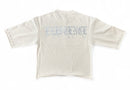 Highly Undrtd 'UN Existence' 3/4 Sleeve Rhinestone Cropped T-Shirt (Champagne) HF5504 - FRESH N FITTED
