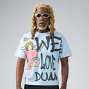 DUAA 'We Love' Rhinestone T-Shirt in Blue