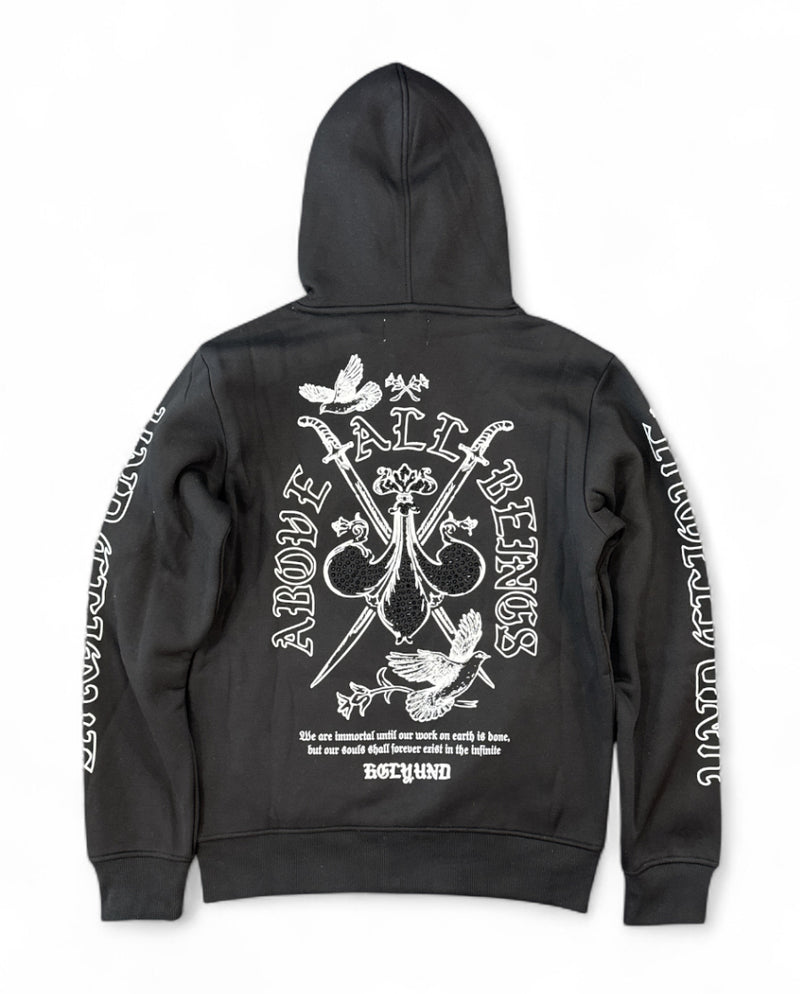 Highly Undrtd 'Above All' Rhinestone Zip-Up Hoodie (Black) UF5604 - FRESH N FITTED