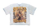 Rebel Minds 'Angel Prayer' Cropped T-Shirt in Light Blue