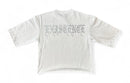 Highly Undrtd 'UN Existence' 3/4 Sleeve Rhinestone Cropped T-Shirt (White) HF5504 - FRESH N FITTED