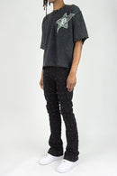 Rebel Denim 'Diamond' Stacked Flare Denim (Black) 652-630 - FRESH N FITTED