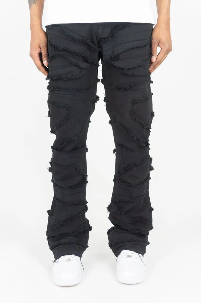Roar Denim 'X Fray' Stacked Flare Denim (Jet Black) G52-641 - FRESH N FITTED